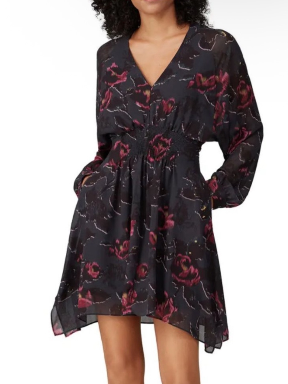 AllSaints Black and Red Floral Dress NWOT - Picture 2 of 7